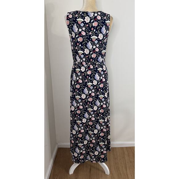 NWT Talbots Keyhole Floral Maxi Dress Size S Navy Multicolo Stretch - Picture 9 of 14